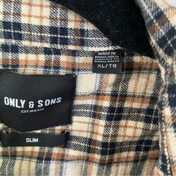 Only & Sons Slim Fit Button Up Flannel Shirt Size X-Large - Picture 5 of 5